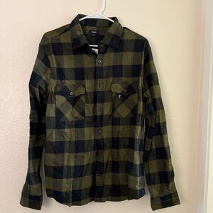 Express Men plaid Black And green Button down